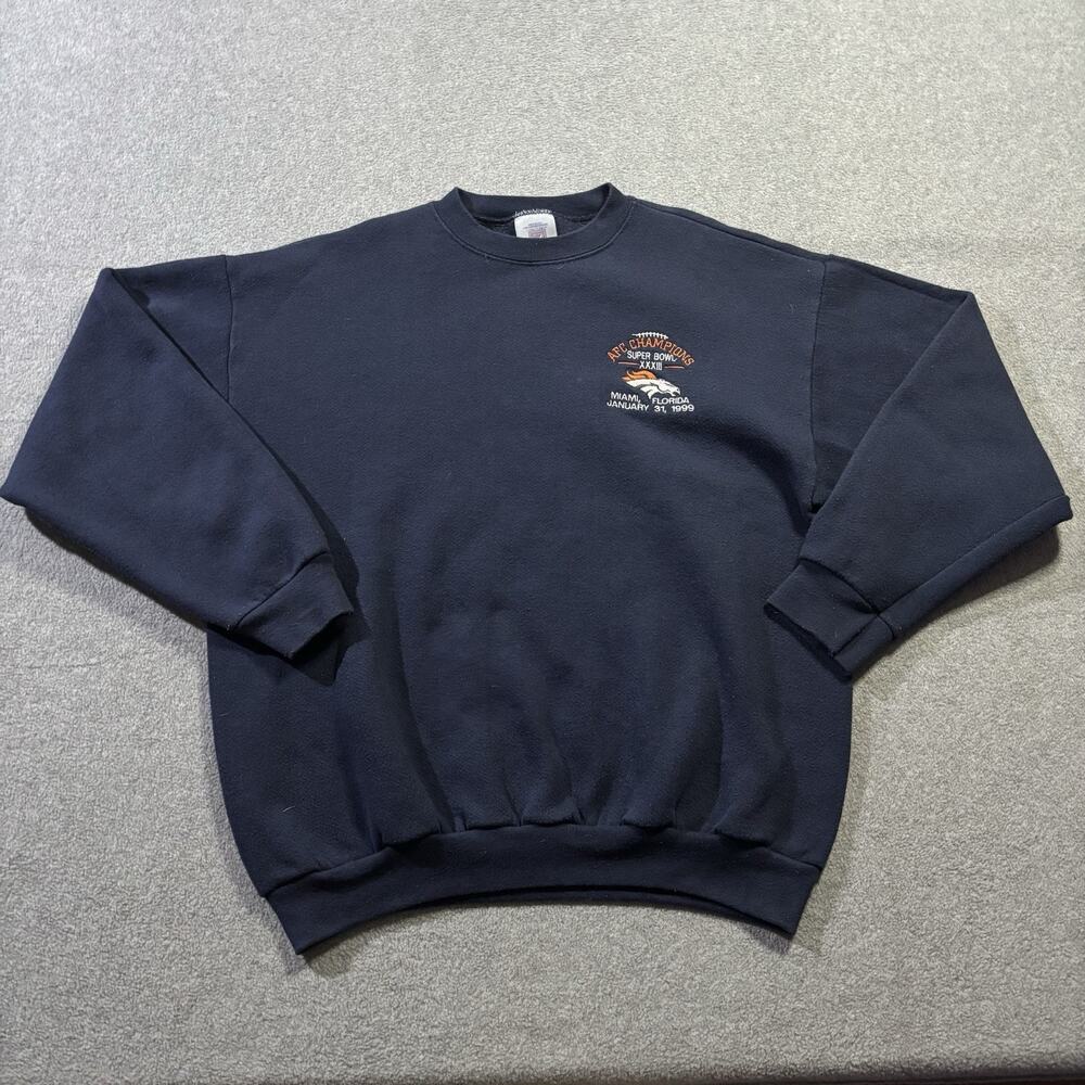 Vtg 1999 Denver Broncos Super Bowl XXXIII Crewneck Sweatshirt Logo 7 Large